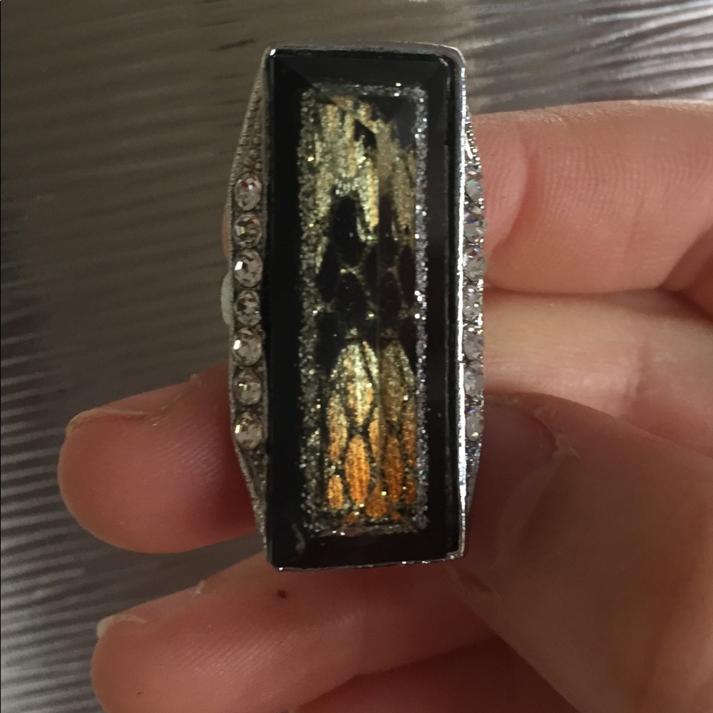 Stunning Rectangular Gold Plated Ring - image 1